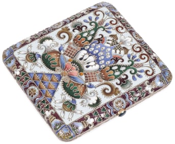 RUSSIAN SILVER & ENAMEL CIGARETTE CASE KURLYUKOV