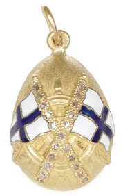 FABERGÉ 18KT GOLD, DIAMOND & ENAMEL EGG PENDANT