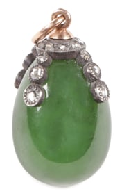 FABERGÉ DIAMOND, GOLD & NEPHRITE PENDANT EGG