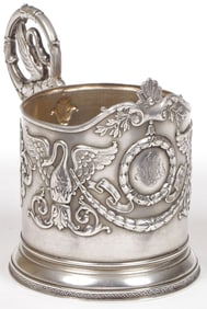 RUSSIAN SILVER TEA GLASS HOLDER MOSCOW PLATINUM