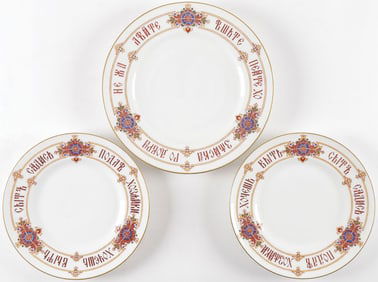 THREE GOOD RUSSIAN KORNILOV PROVERB PLATES
