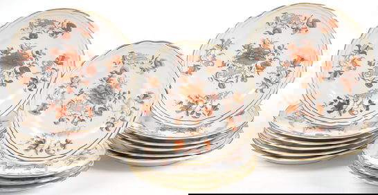 RUSSIAN PORCELAIN DESSERT PLATES, KORNILOV