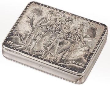 GOOD RUSSIAN SILVER & NIELLO SNUFF BOX, 1820