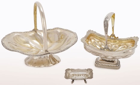 RUSSIAN SILVER BASKETS & TRAY, 19TH C
