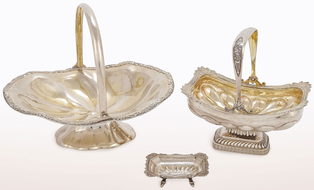 RUSSIAN SILVER BASKETS & TRAY, 19TH C (1 of 5)