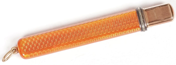 RUSSIAN GOLD & ENAMEL PENDANT PENCIL