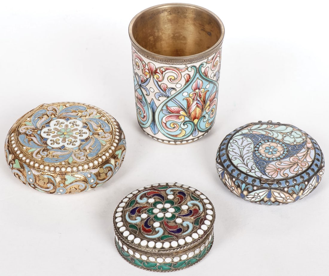 INTERESTING RUSSIAN SILVER & ENAMEL GROUP (1 of 8)