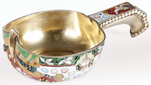 RUSSIAN SILVER & ENAMEL KOSH