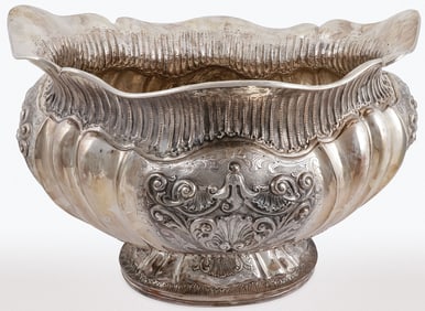 LARGE STUNNING SILVER ITALIAN PUNCH BOWL, 20TH C