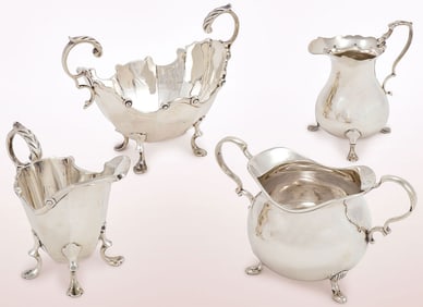 ENGLISH SILVER CREAMER & SUGAR GROUP
