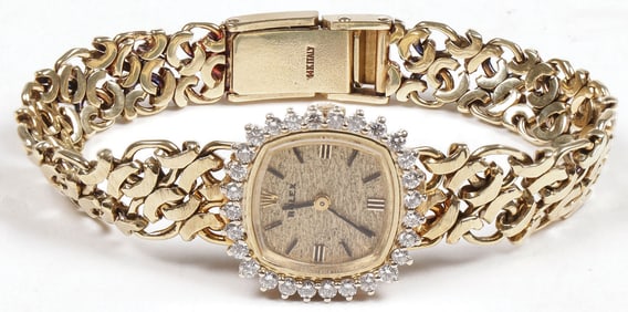 LADIES ROLEX 14K GOLD & DIAMOND COCKTAIL WATCH