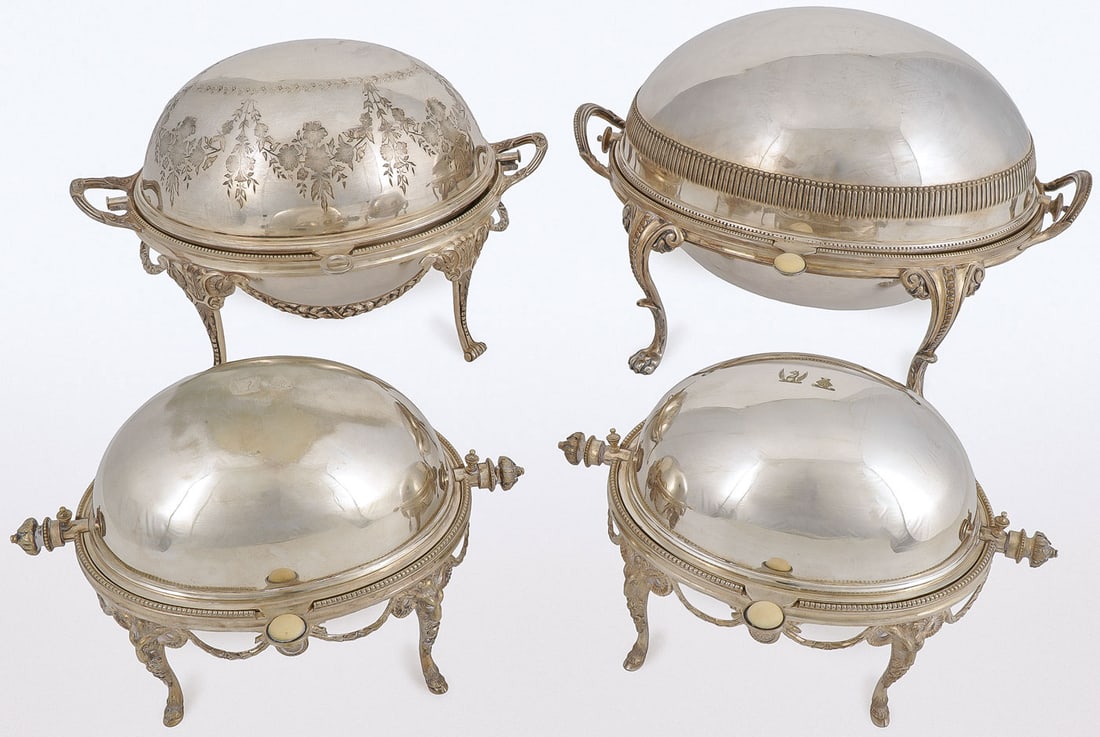 FOUR ENGLISH SILVER-PLATED REVOLVING TUREENS (1 of 7)