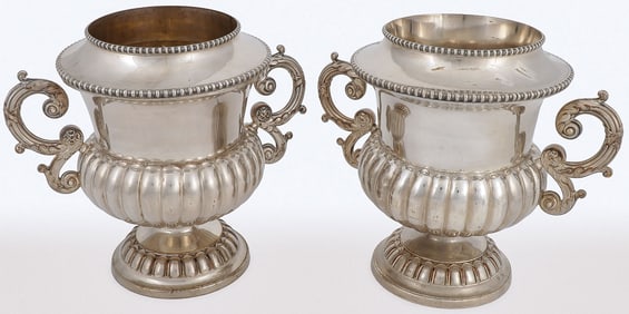 PAIR OF GEORGIAN SILVER-PLATED WINE COOLERS