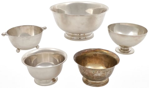FIVE STERLING SILVER BOWLS