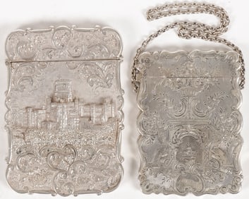 PR OF GOOD ENGLISH SILVER CARD CASES, C. 1845