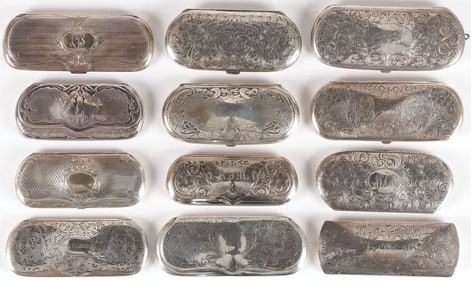 12 STERLING SILVER EYE GLASS CASES