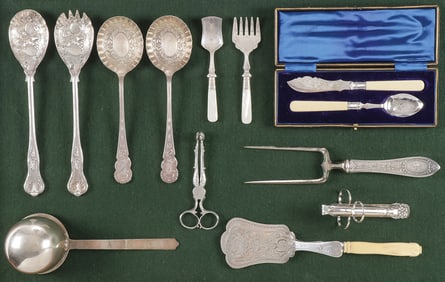 GOOD MIXED GROUP ENGLISH VICTORIAN SILVER PLATE