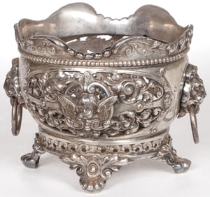 VICTORIAN SILVERED BRONZE CACHEPOT