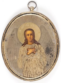 RUSSIAN SILVER ICON GUARDIAN ANGEL, 1875