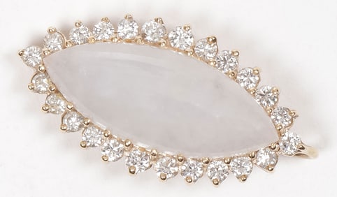 14 KARAT GOLD, DIAMOND, AND QUARTZ PENDANT