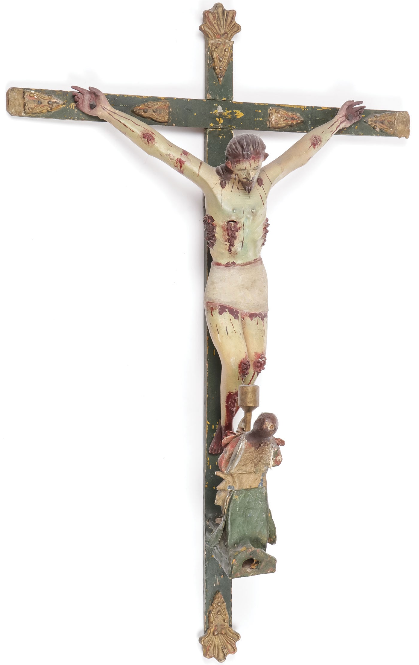 GOOD SPANISH COLONIAL BLOOD CATCHING CRUCIFIX