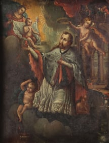 OIL ON COPPER DEVOTIONAL PAINTING, 19TH C