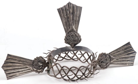 LARGE SPANISH COLONIAL SILVER CROWN OF THORNS
