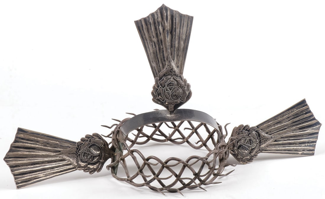 LARGE SPANISH COLONIAL SILVER CROWN OF THORNS (1 of 2)