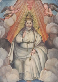 RARE MEXICAN RETABLO THE ETERNAL FATHER, 19TH C