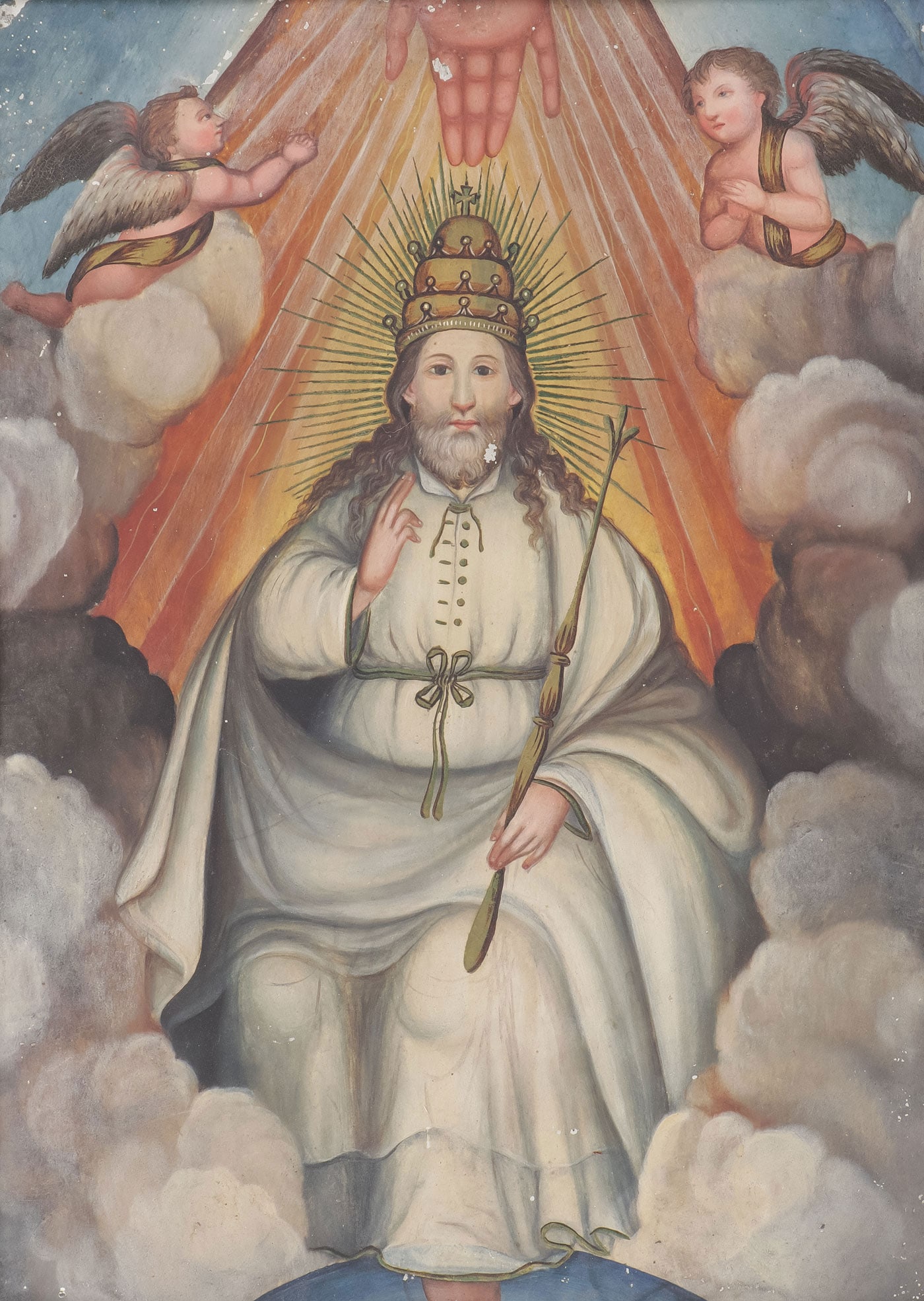 RARE MEXICAN RETABLO THE ETERNAL FATHER, 19TH C (1 of 2)