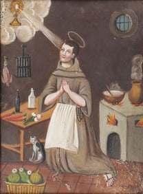 SCARCE MEXICAN FOLK RETABLO SAN PASCUAL BAILON