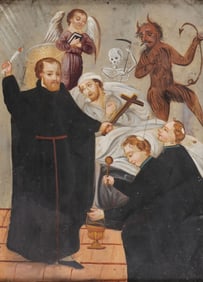 A GOOD MEXICAN FOLK RETABLO, 19TH C