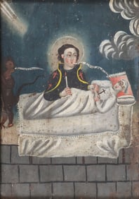 CHARMING MEXICAN FOLK RETABLO, 19TH C