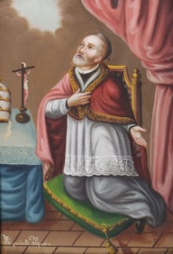 A GOOD MEXICAN FOLK RETABLO, 19TH C