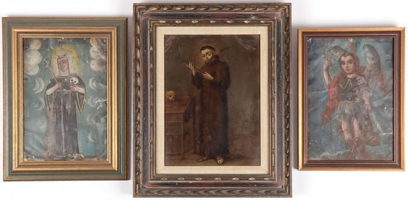 THREE MEXICAN FOLK RETABLO, 19TH C