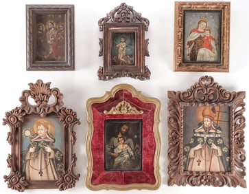 6 MEXICAN OR SPANISH COLONIAL DEVOTIONAL PAINTING