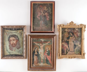 FOUR MEXICAN FOLK RETABLOS, 19TH C