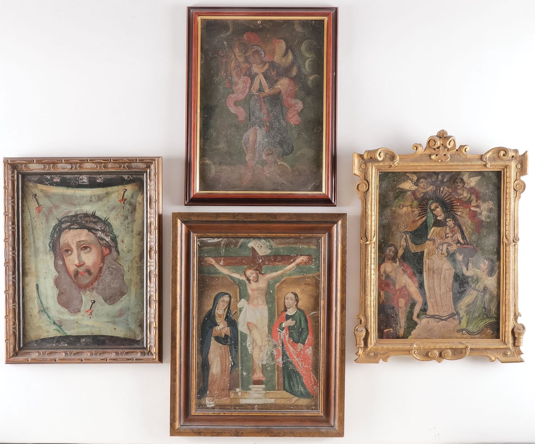 FOUR MEXICAN FOLK RETABLOS, 19TH C (1 of 5)