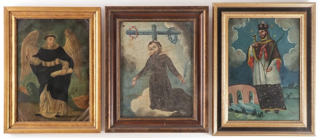 THREE MEXICAN FOLK RETABLOS, 19TH C