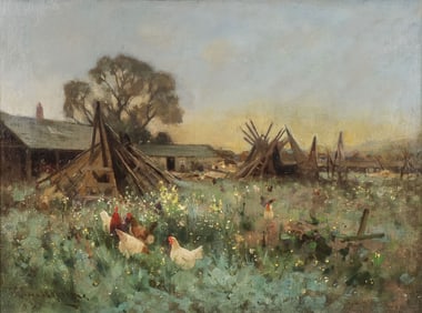SIGNED ENGLISH SPRING FARMYARD SCENE