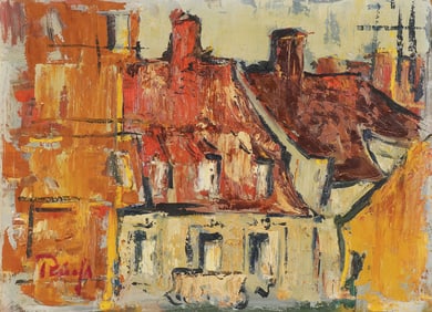 SIGNED MODERNIST CITYSCAPE