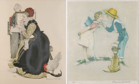 PAIR OF ORIGINAL SIGNED NORMAN ROCKWELL LITHOS