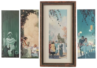 GROUP OF FOUR ILLUSTRATION PAINTINGS, C. 1915
