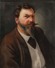 PORTRAIT OF MAN SMOKING CIGAR, 19TH C