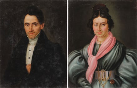 PAIR OF SPOUSE PORTRAITS, C. 1830