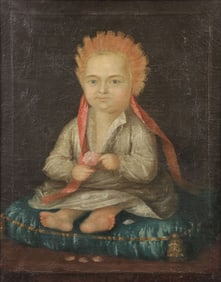 PRIMITIVE BABY PAINTING, C. 1830