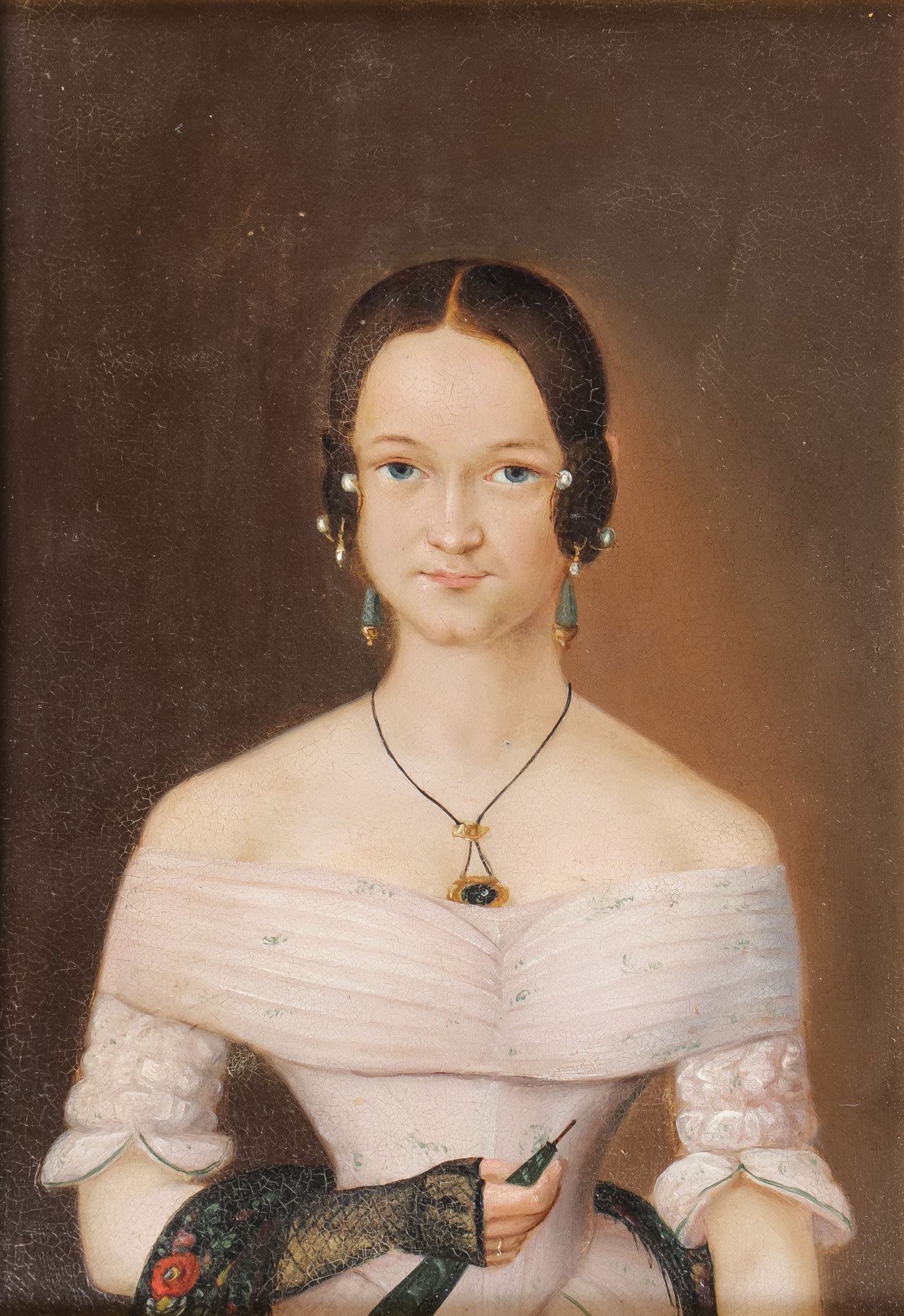 FINELY PAINTED MINIATURE PORTRAIT, C. 1850 (1 of 2)