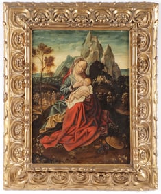 FLEMISH SCHOOL OIL ON WOOD PANEL MADONNA