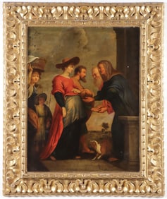 LARGE OLD MASTER OIL ON COPPER