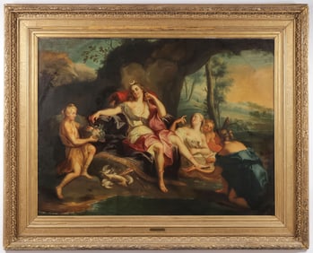 LARGE IMPRESSIVE PAINTING OF DIANA, 19TH C